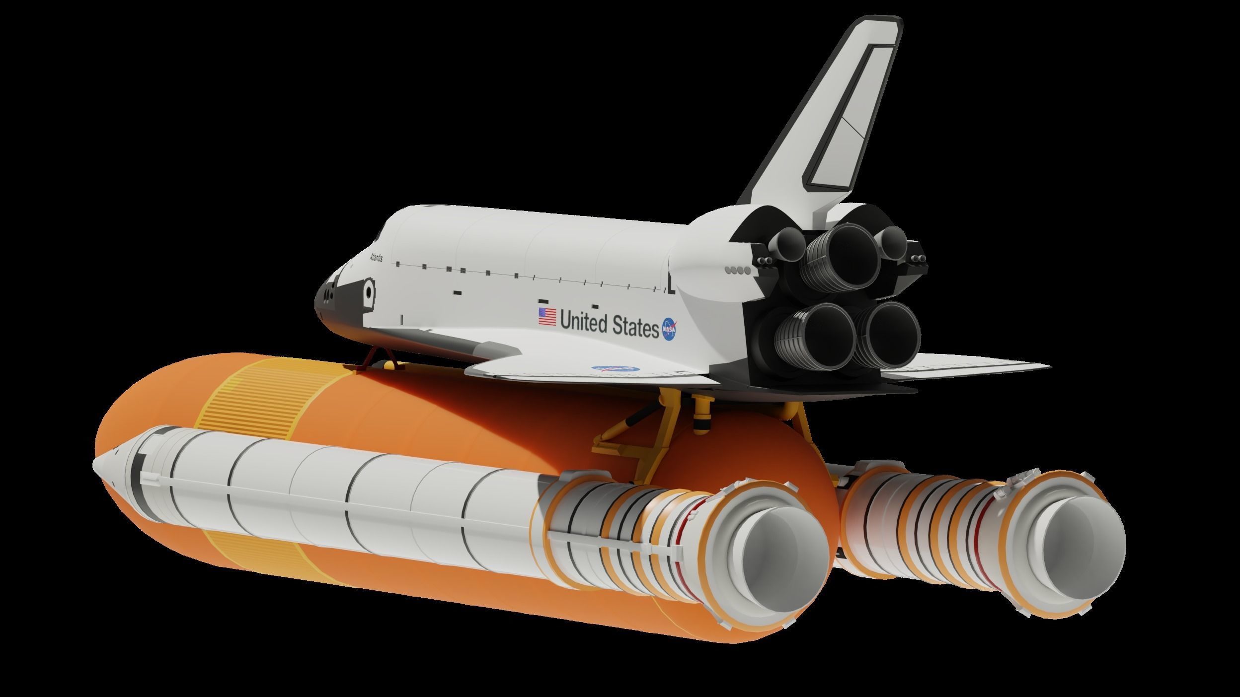 Space Shuttle Side Boosters And Fuel Tank Free 3D model_3