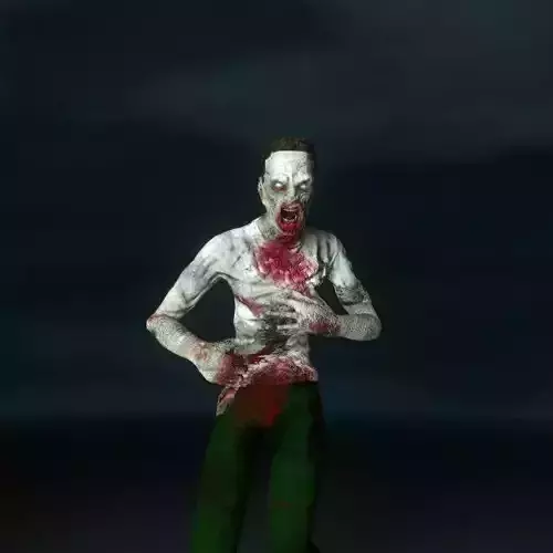 Zombie Man white shirt LowPoly Low-poly 3D model