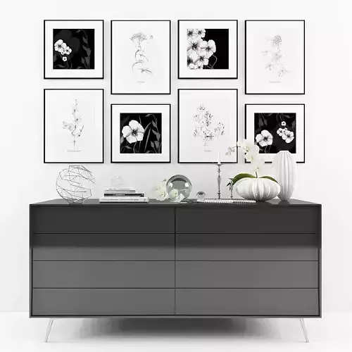 Decorative set-8 dresser with flowers