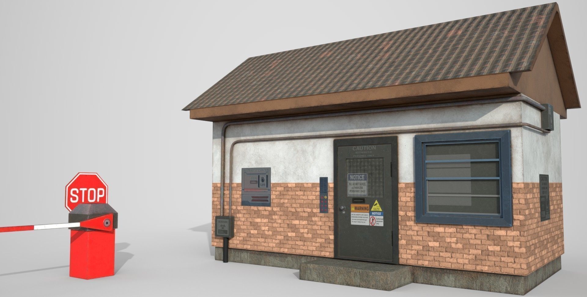 Security Booth - PBR - VR AR Low-poly 3D model_3