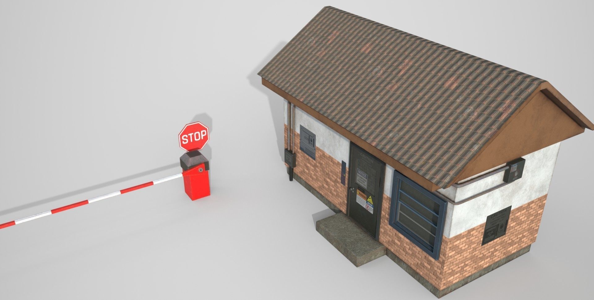 Security Booth - PBR - VR AR Low-poly 3D model_9