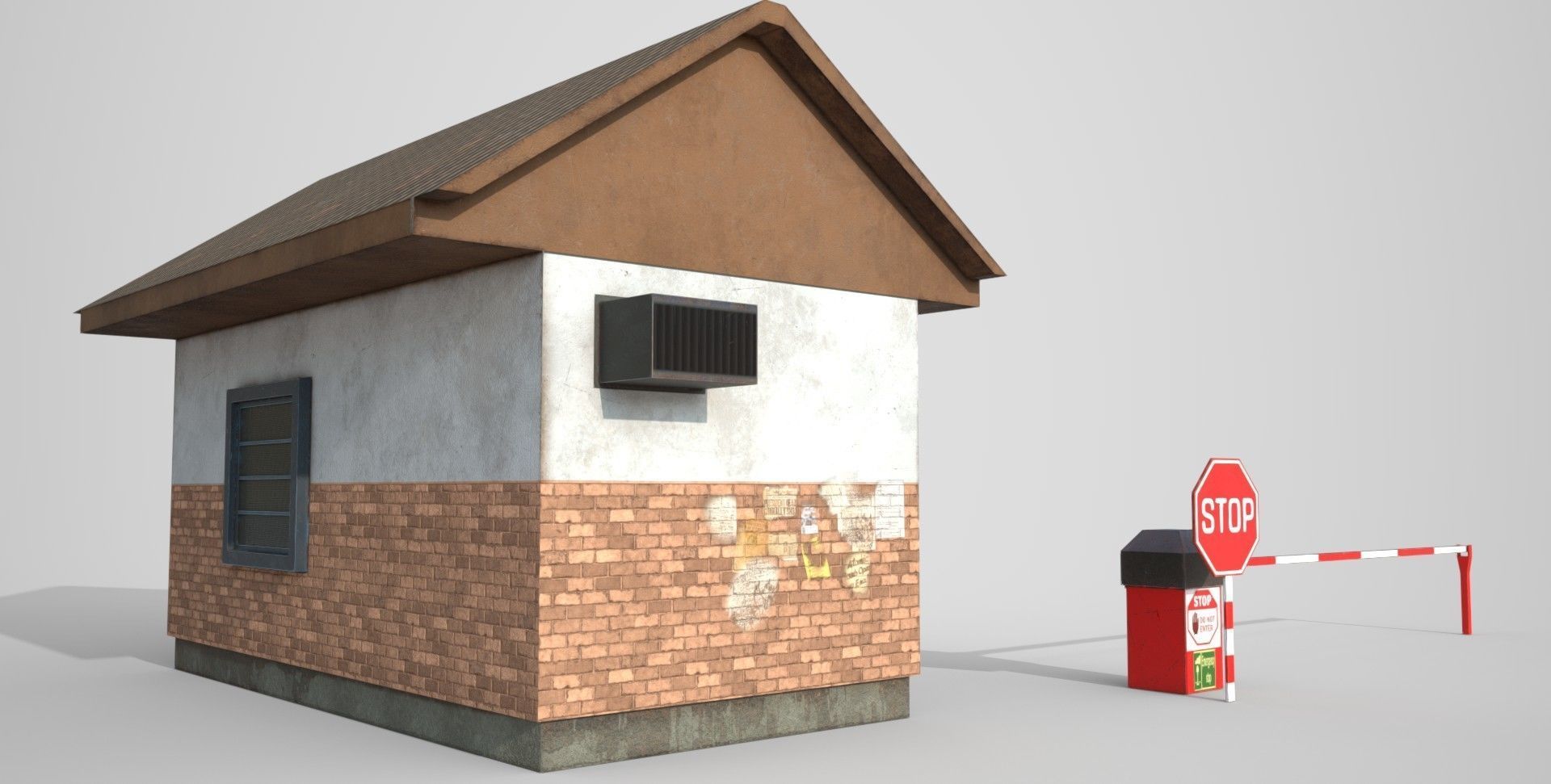 Security Booth - PBR - VR AR Low-poly 3D model_10