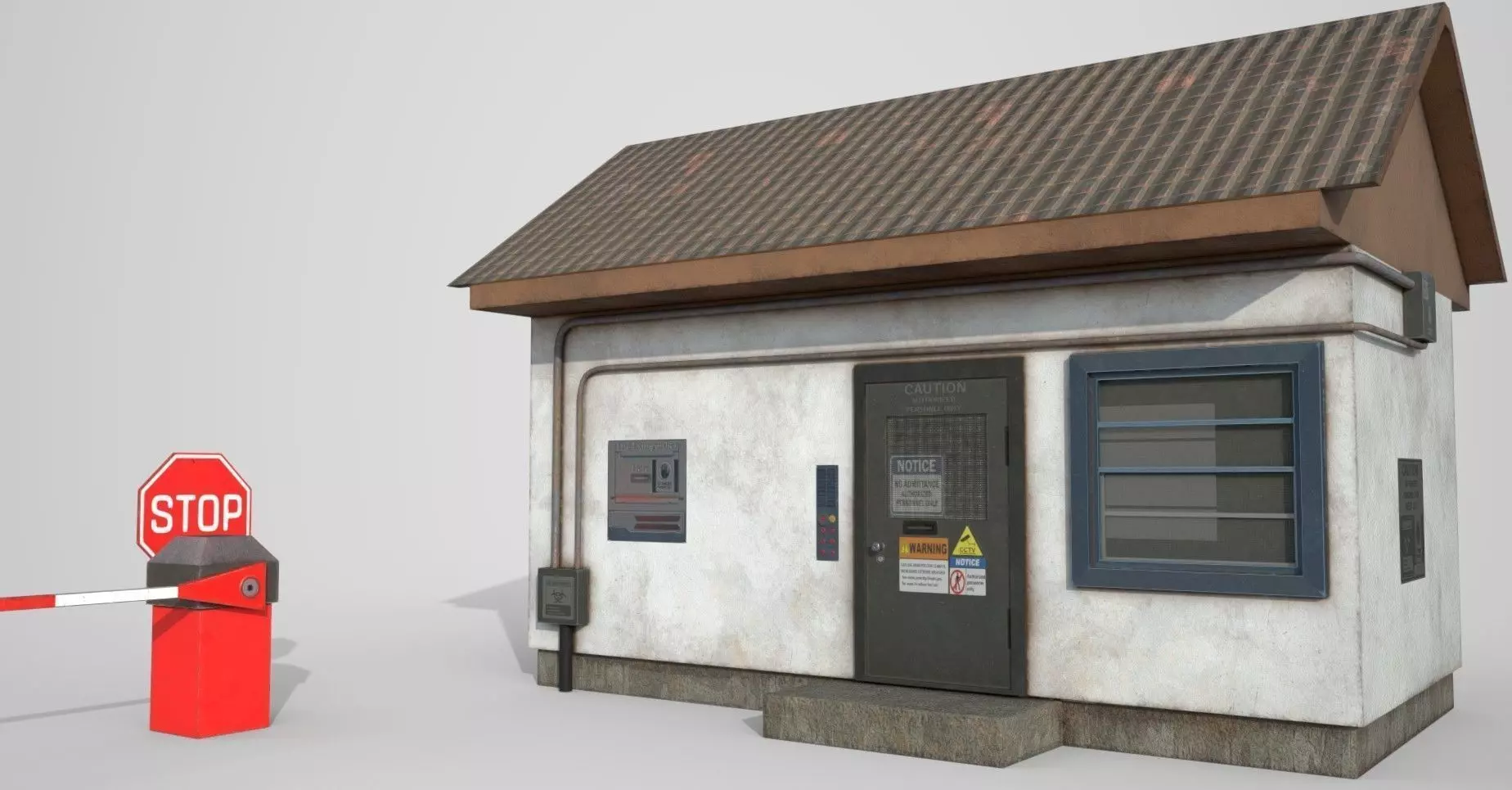 Security Booth - PBR - VR AR Low-poly 3D model_0
