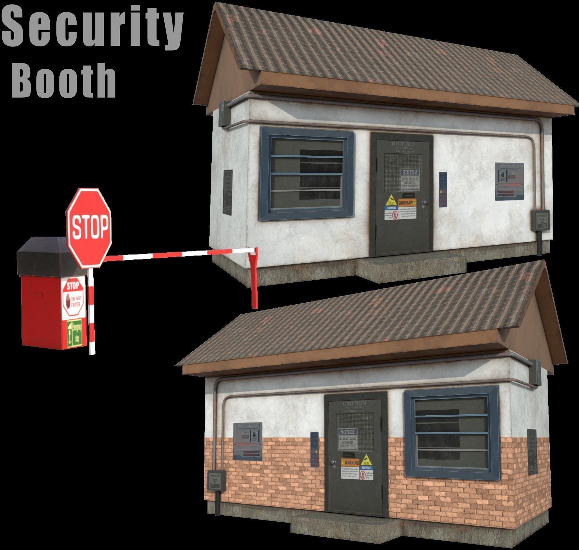 Security Booth - PBR - VR AR Low-poly 3D model_5
