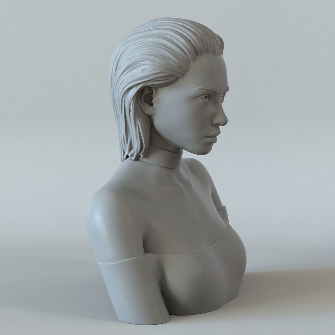 Girl A bust of woman with long hair 3D print model_5