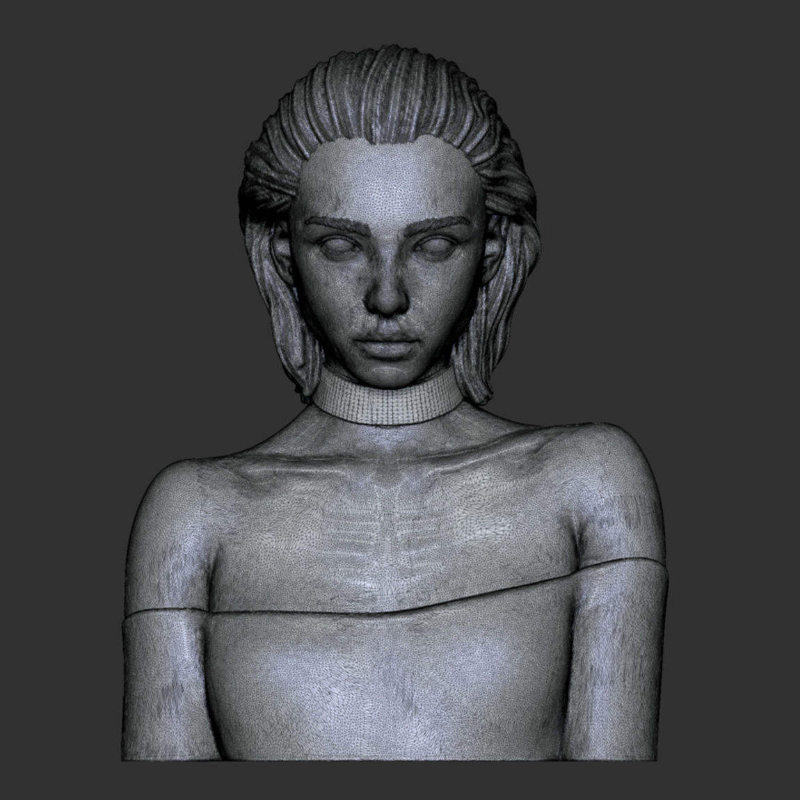 Girl A bust of woman with long hair 3D print model_11