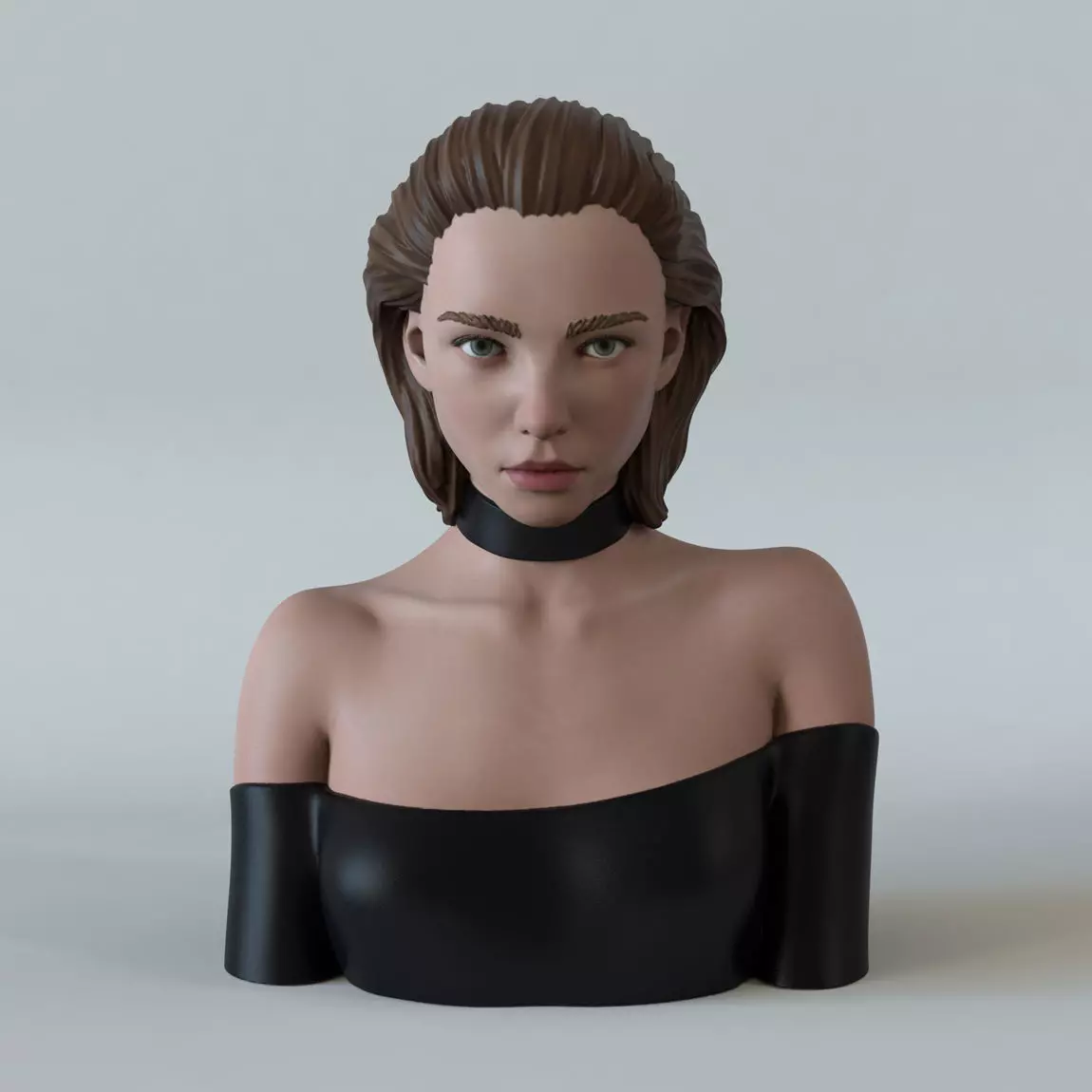 Girl A bust of woman with long hair 3D print model_0