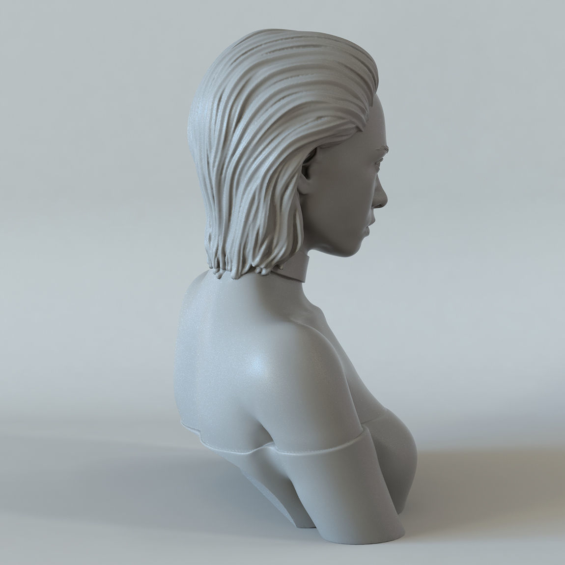 Girl A bust of woman with long hair 3D print model_6