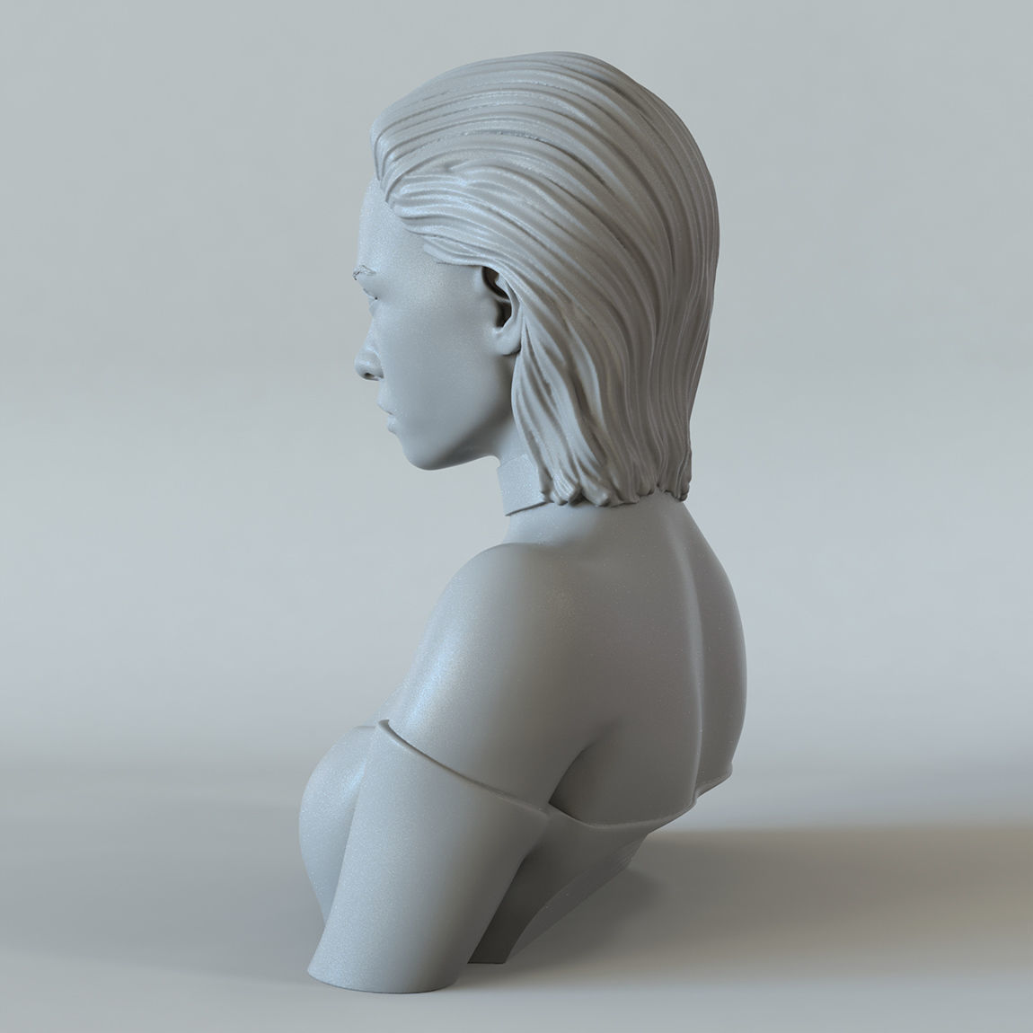 Girl A bust of woman with long hair 3D print model_10