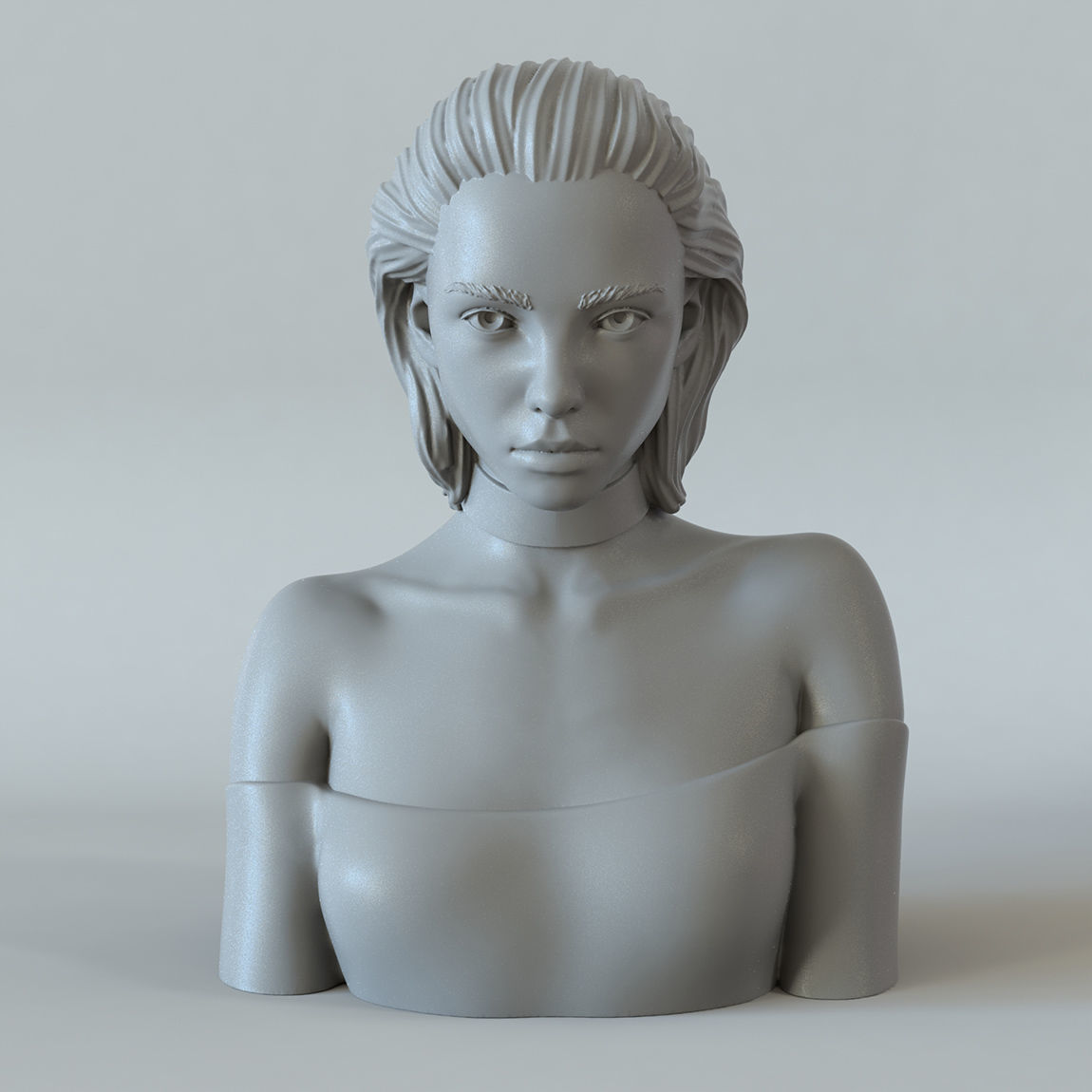 Girl A bust of woman with long hair 3D print model_3