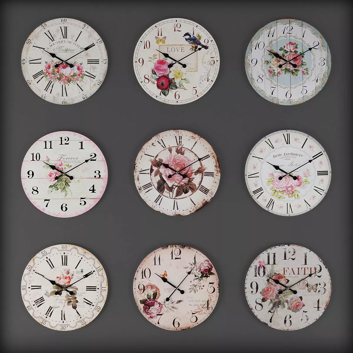 Wall clocks 7 Low-poly 3D model