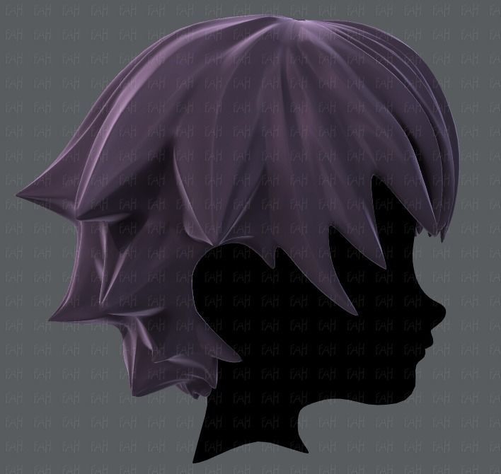 3D Hair style for boy V04 Low-poly 3D model_3