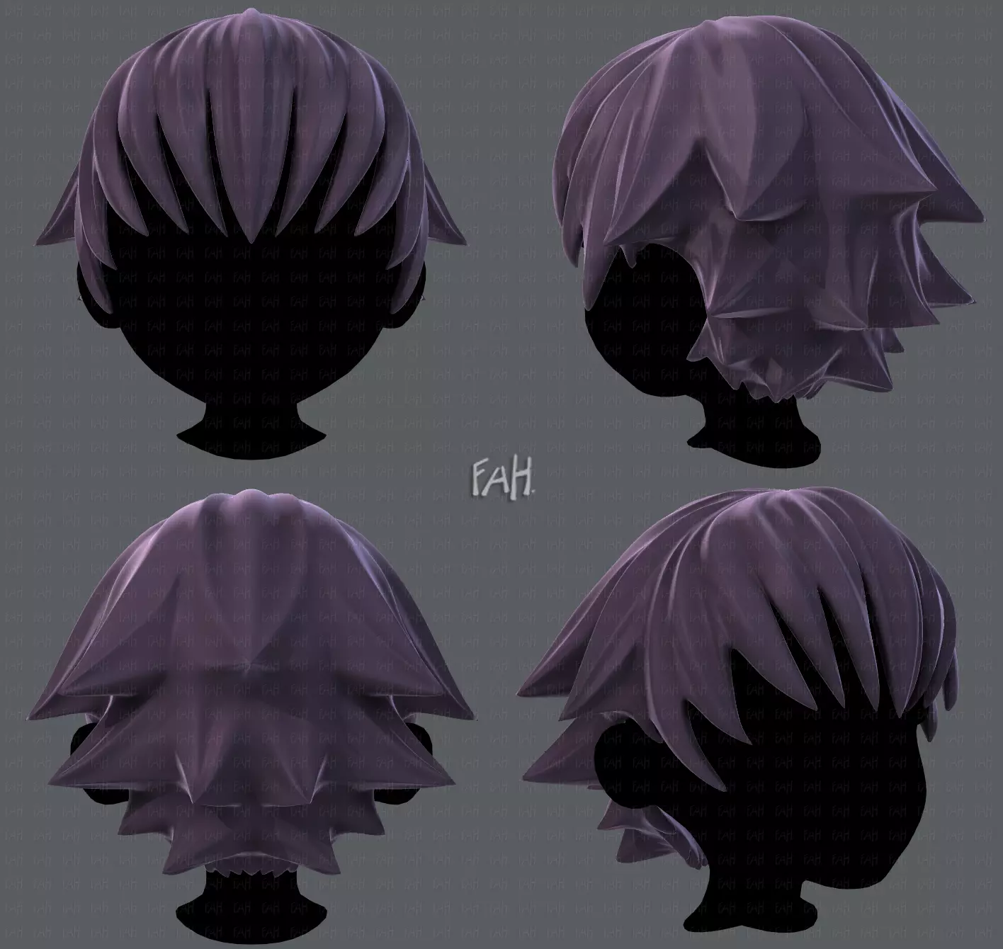 3D Hair style for boy V04 Low-poly 3D model_0