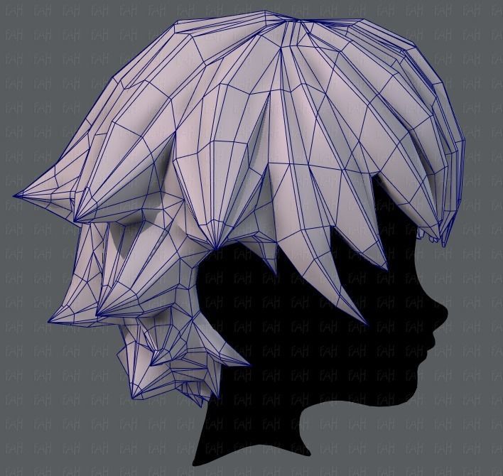 3D Hair style for boy V04 Low-poly 3D model_27