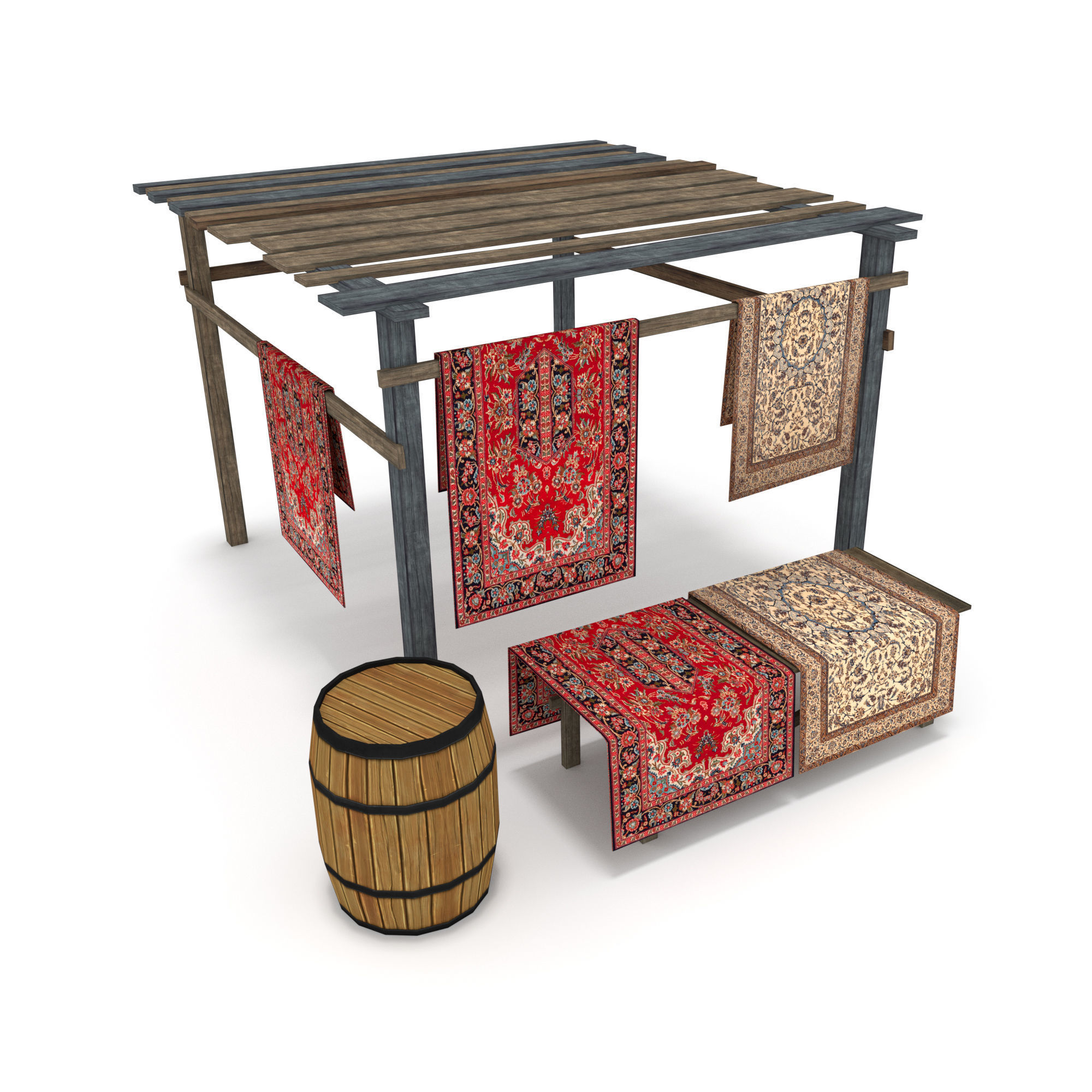 Medieval Marketplace Low-poly 3D model_2