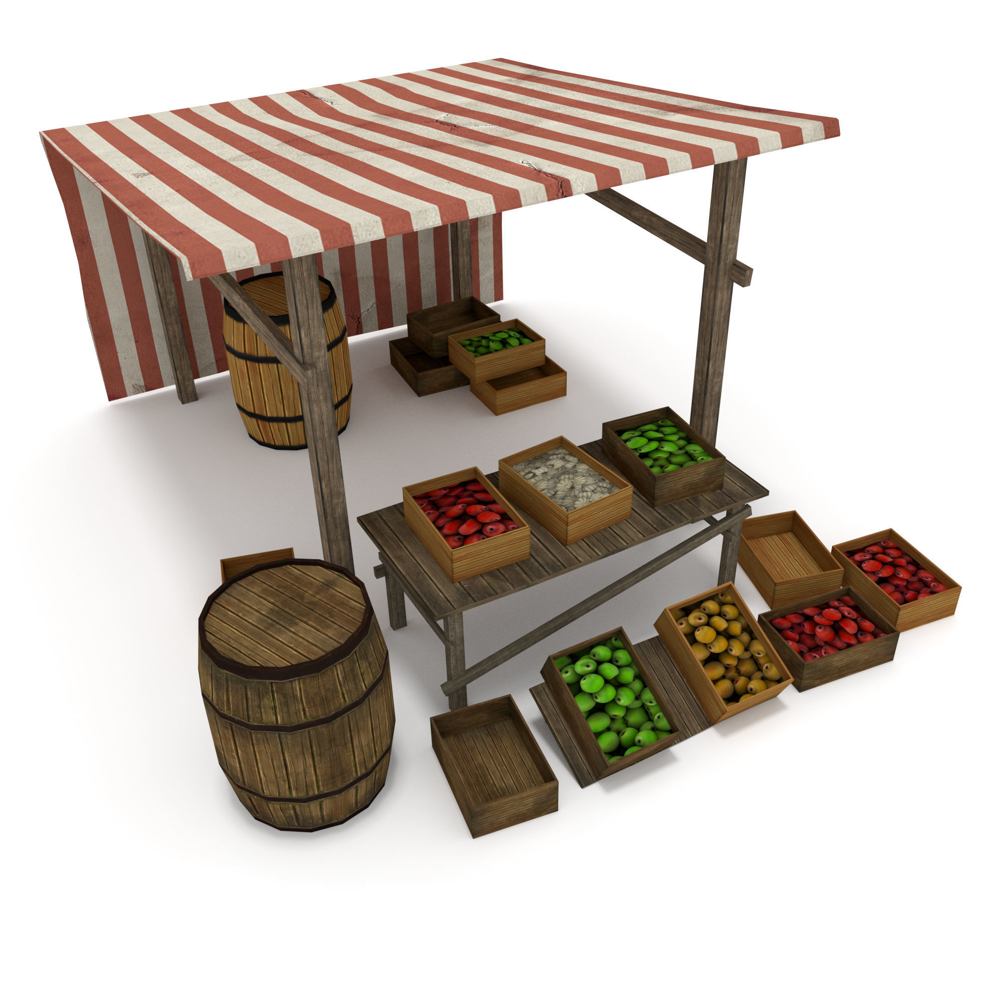 Medieval Marketplace Low-poly 3D model_3