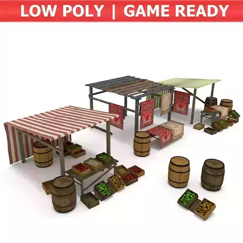 Medieval Marketplace Low-poly 3D model Medieval Marketplace Low-poly 3D model
