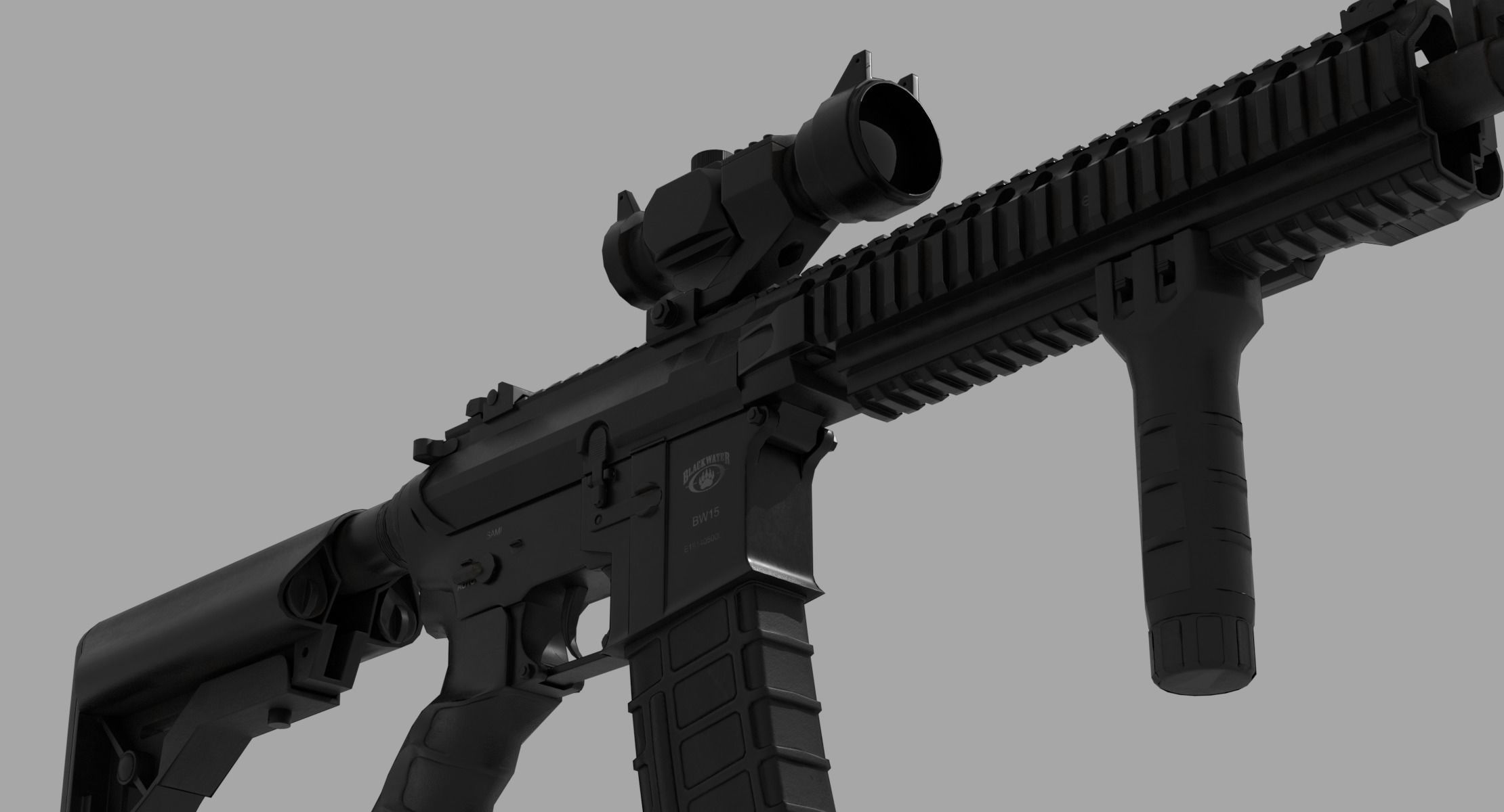 CARBINE Modified Carbine M4A1 Tactical RIS RAS AEG Low-poly 3D model_2
