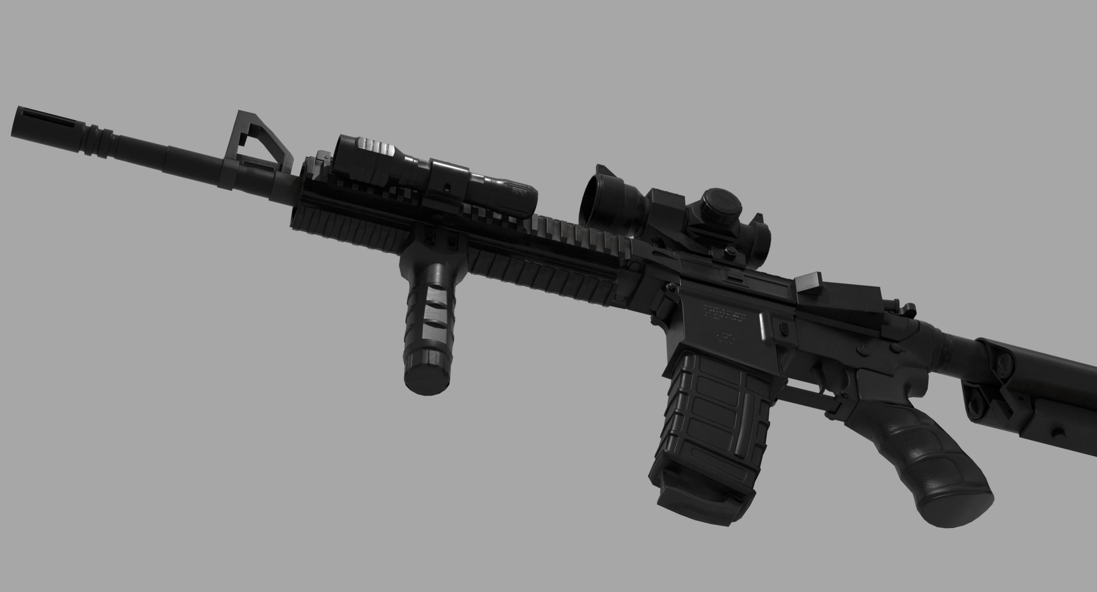 CARBINE Modified Carbine M4A1 Tactical RIS RAS AEG Low-poly 3D model_1
