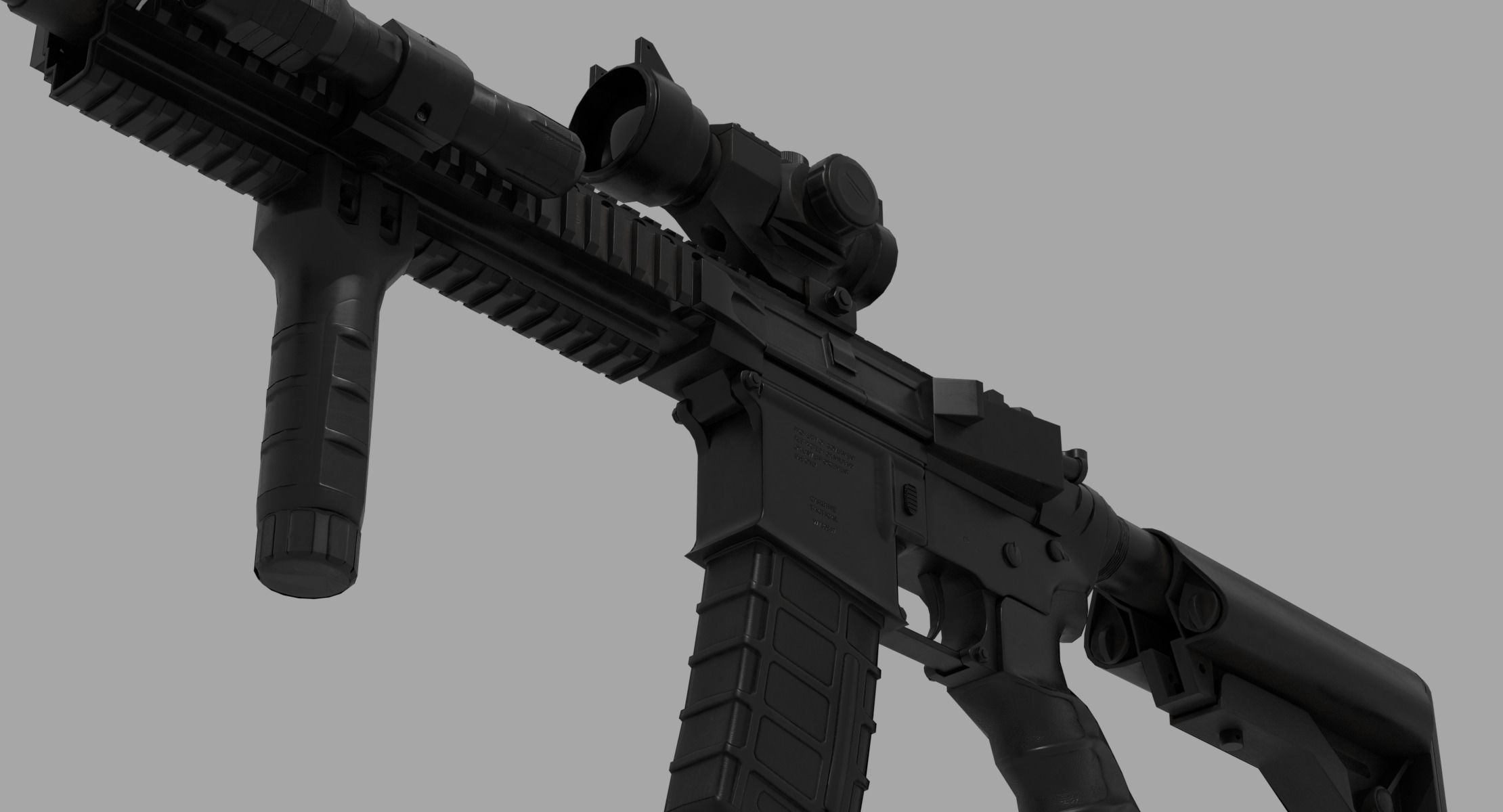 CARBINE Modified Carbine M4A1 Tactical RIS RAS AEG Low-poly 3D model_3