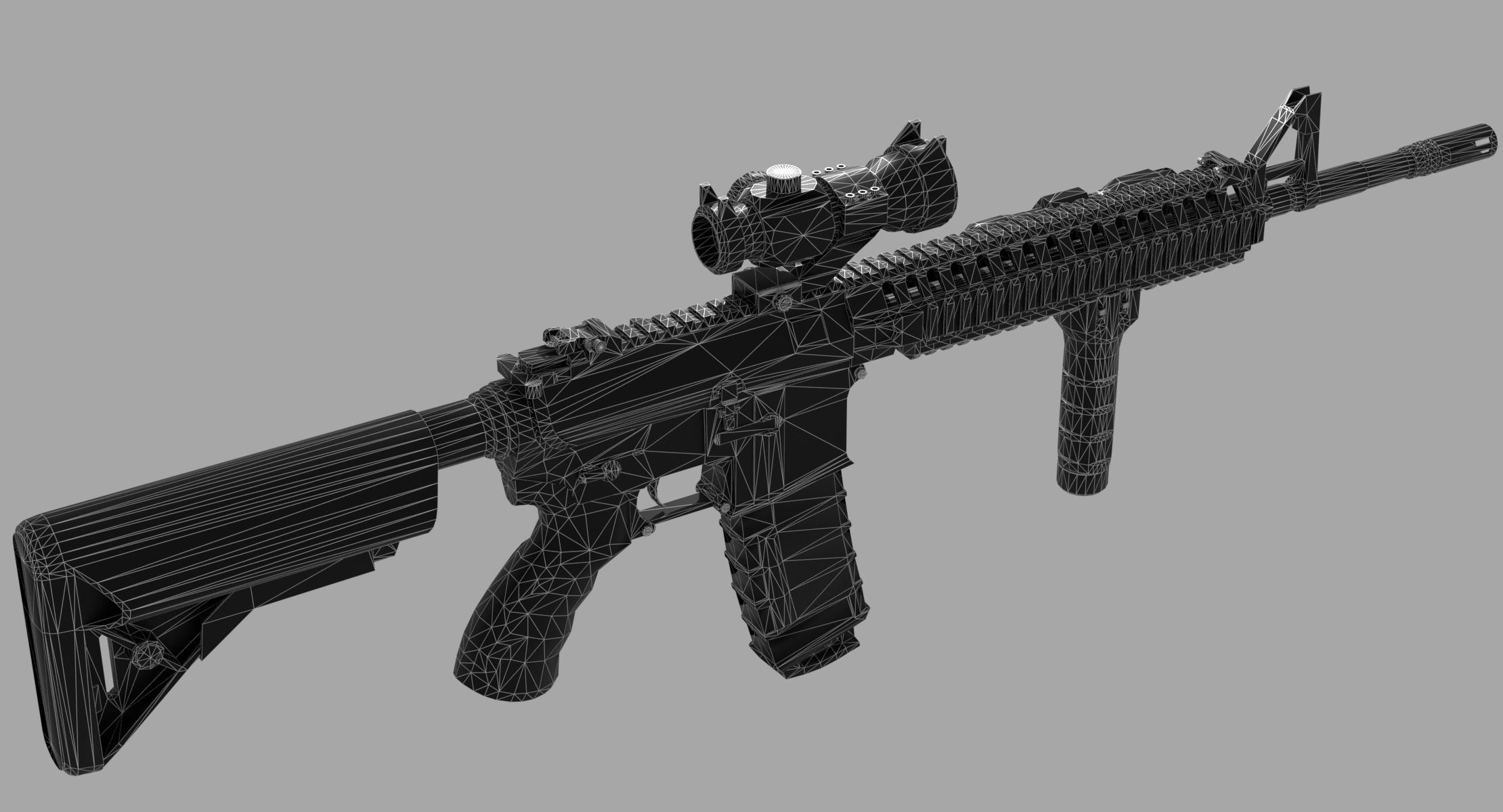 CARBINE Modified Carbine M4A1 Tactical RIS RAS AEG Low-poly 3D model_5