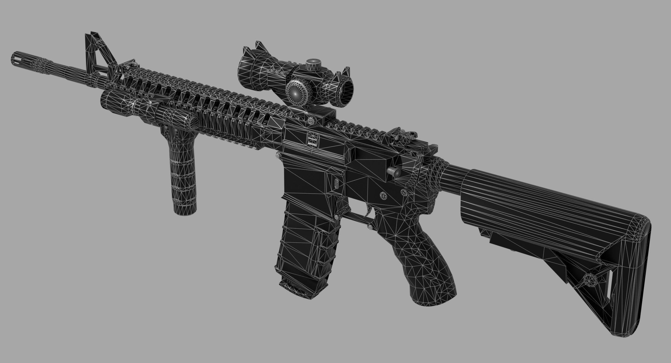 CARBINE Modified Carbine M4A1 Tactical RIS RAS AEG Low-poly 3D model_6