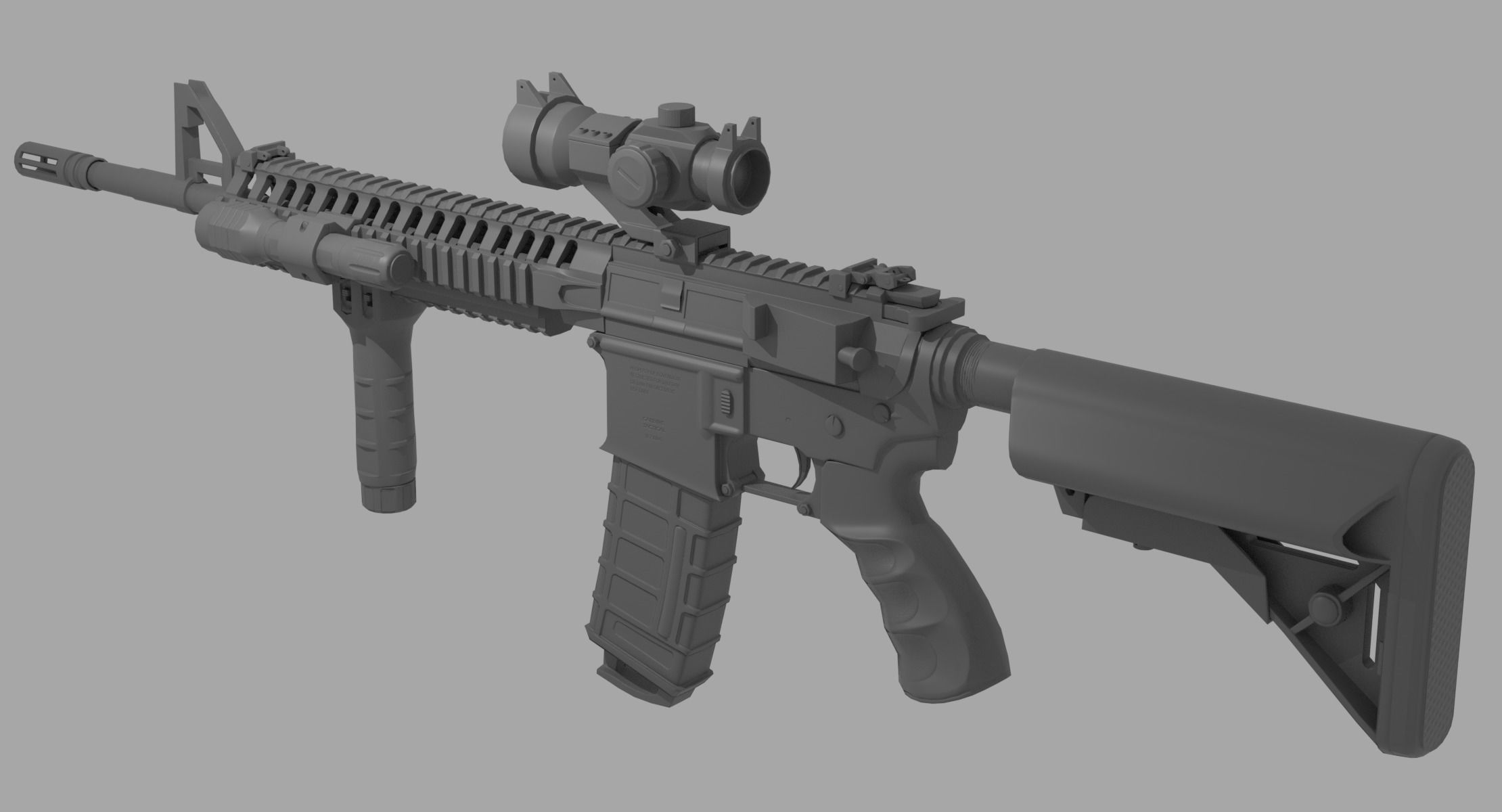 CARBINE Modified Carbine M4A1 Tactical RIS RAS AEG Low-poly 3D model_7