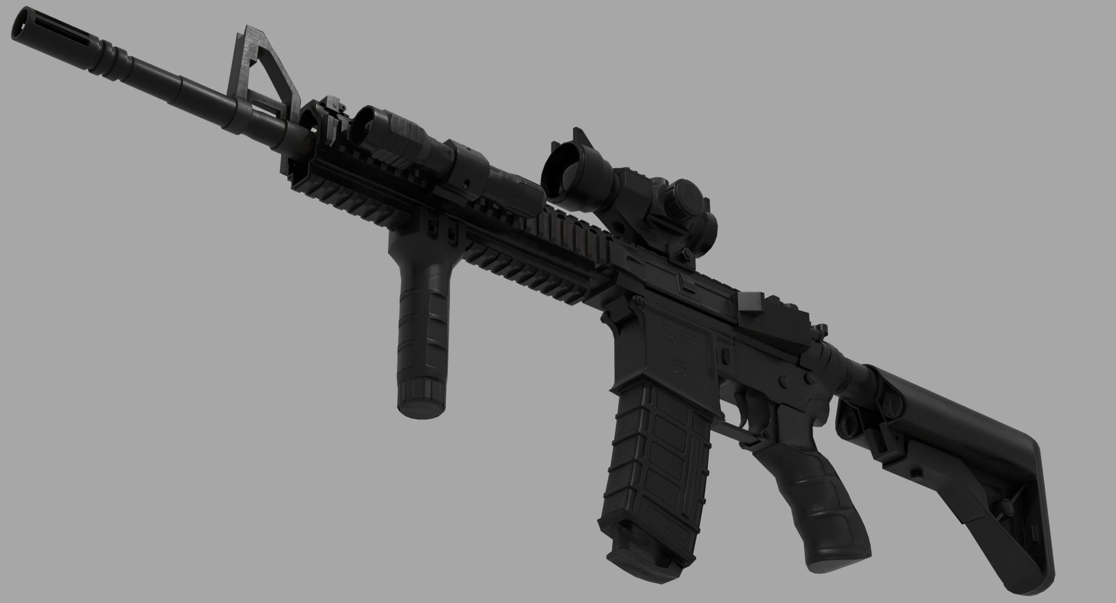 CARBINE Modified Carbine M4A1 Tactical RIS RAS AEG Low-poly 3D model_4