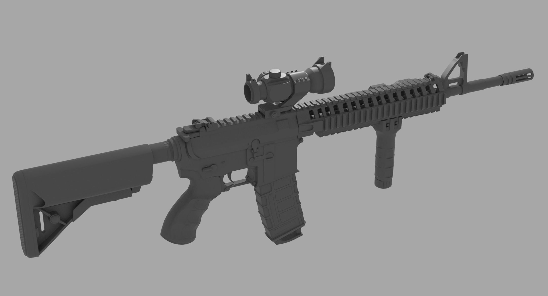 CARBINE Modified Carbine M4A1 Tactical RIS RAS AEG Low-poly 3D model_8