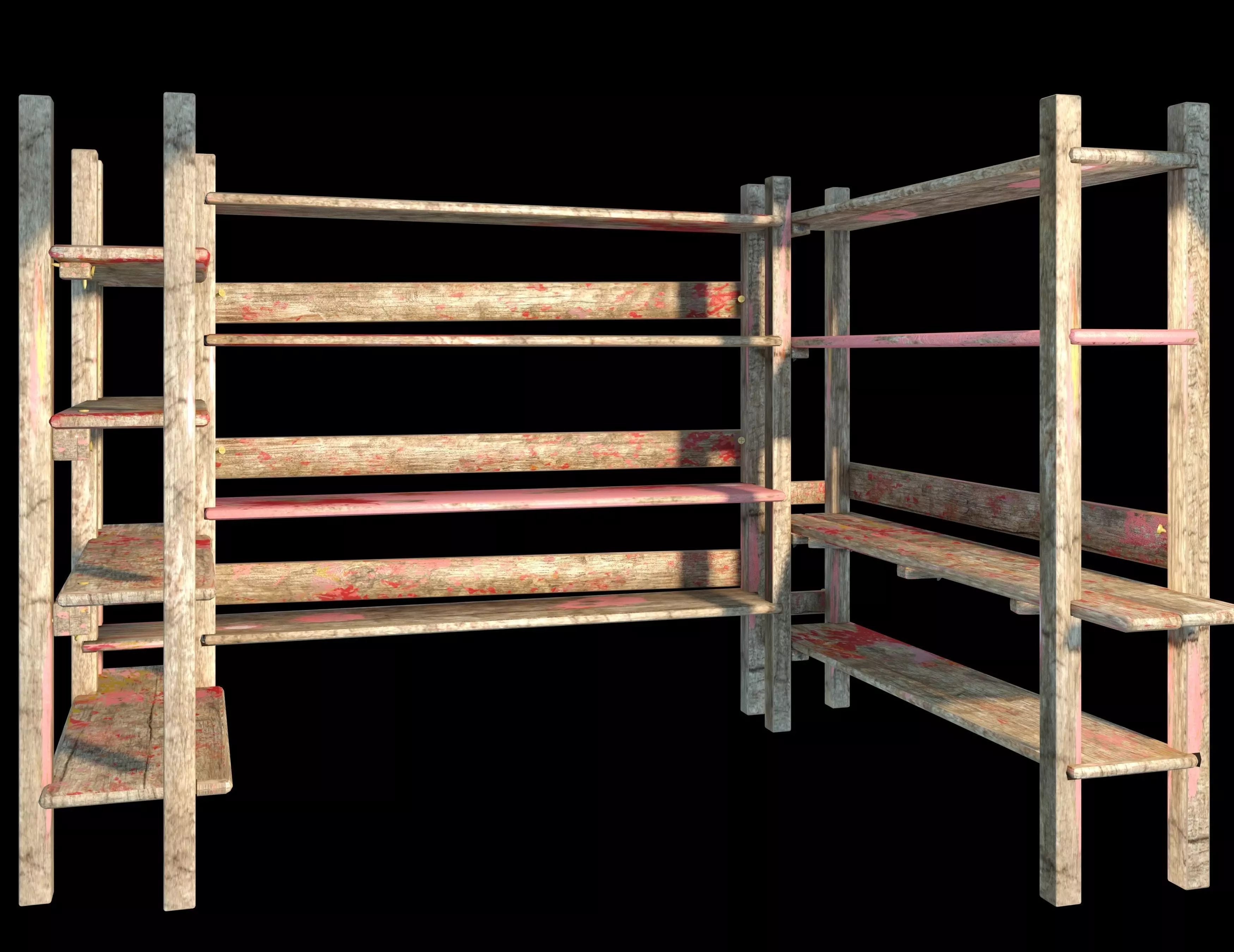 Wooden Shelf Low-poly 3D model