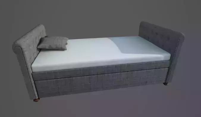 Bed 3D Model with headboard and footboard 3D model