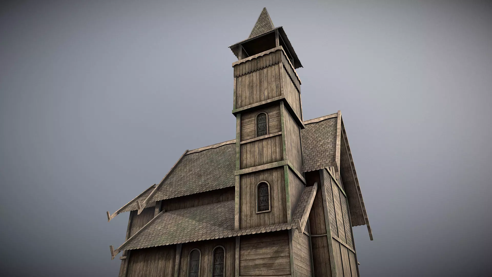 Medieval lake village - House 4 Low-poly 3D model_0