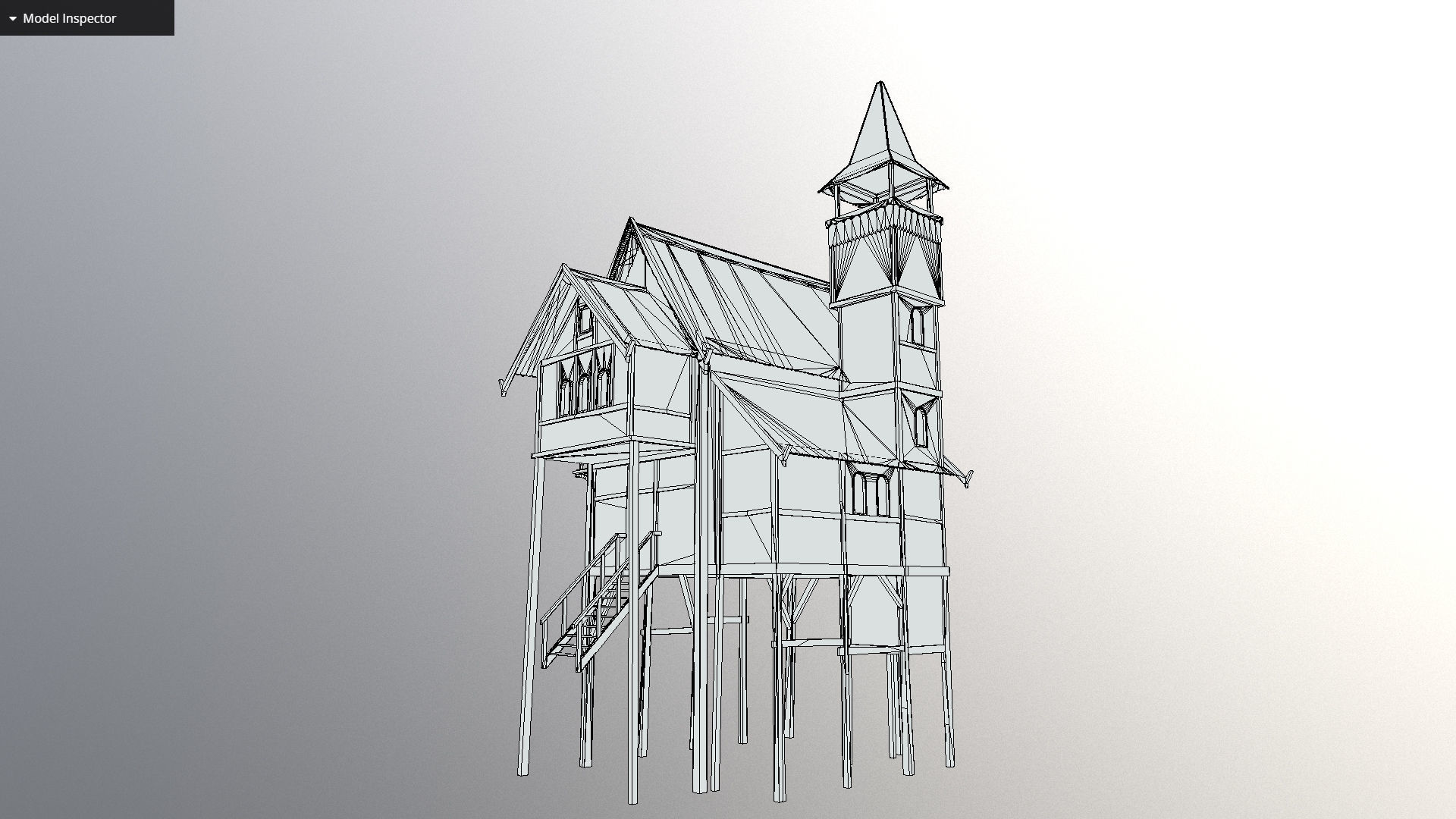 Medieval lake village - House 4 Low-poly 3D model_7