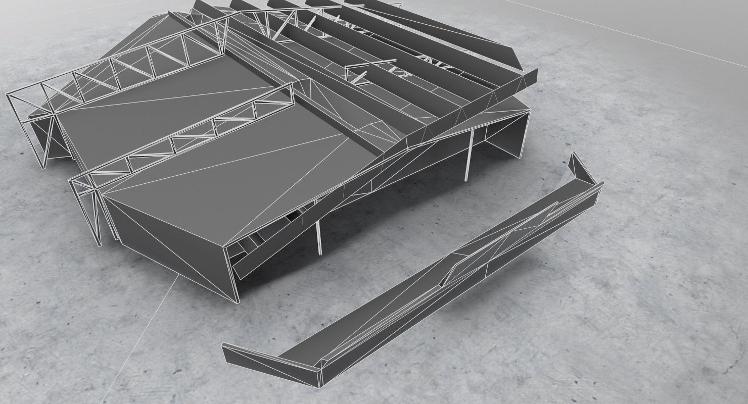 EDDH Hangar 4 Low-poly 3D model_7