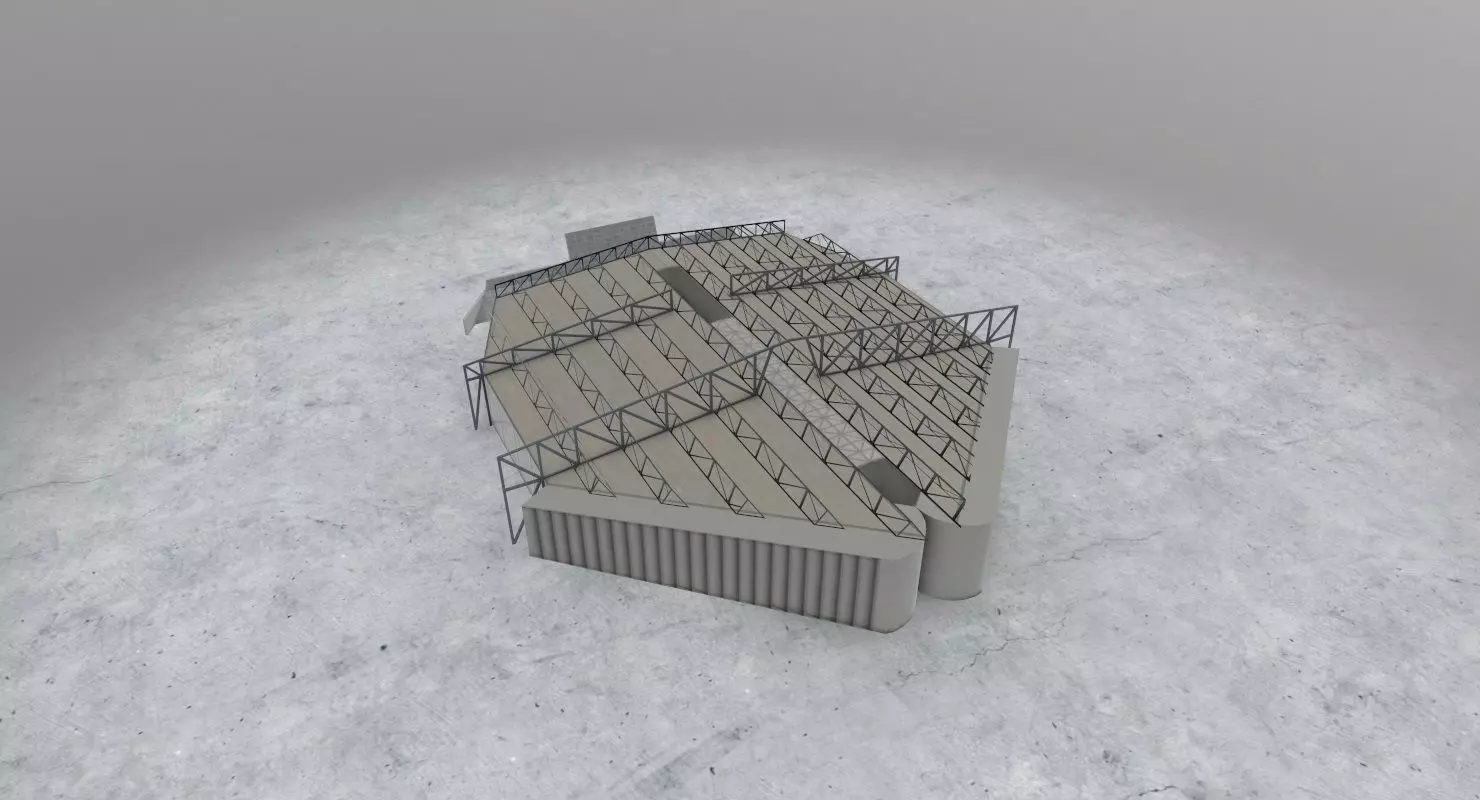 EDDH Hangar 4 Low-poly 3D model_0