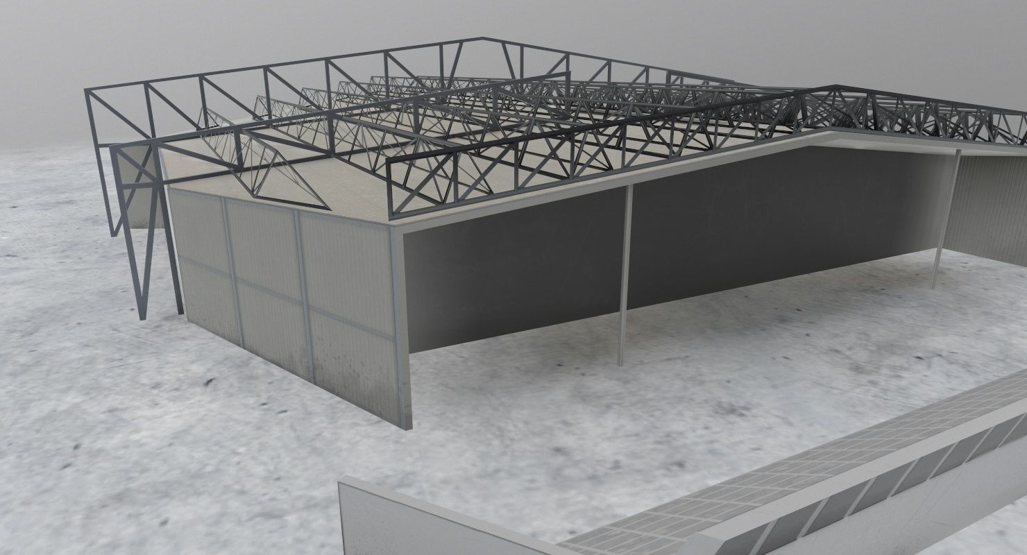 EDDH Hangar 4 Low-poly 3D model_4