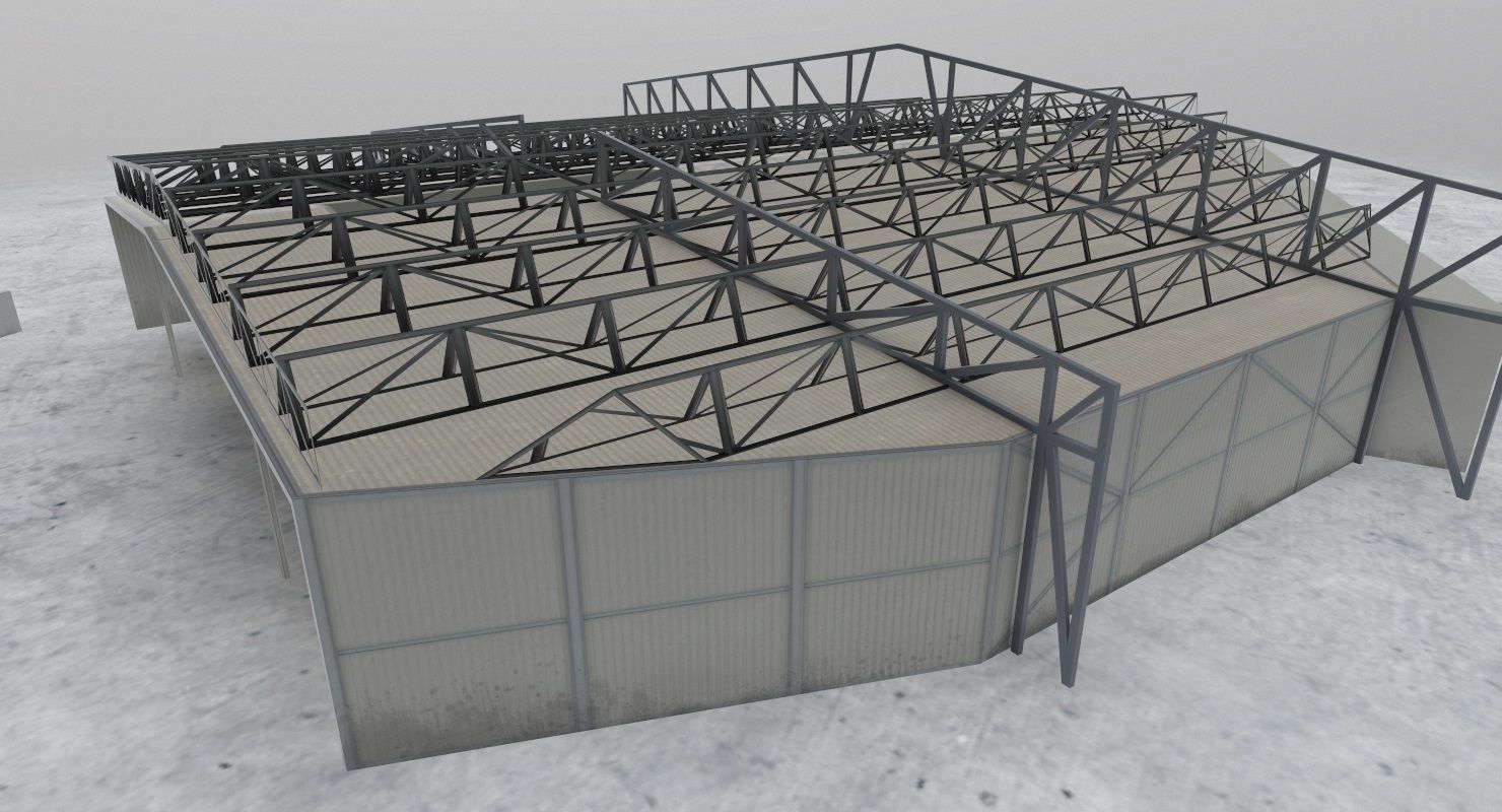EDDH Hangar 4 Low-poly 3D model_5