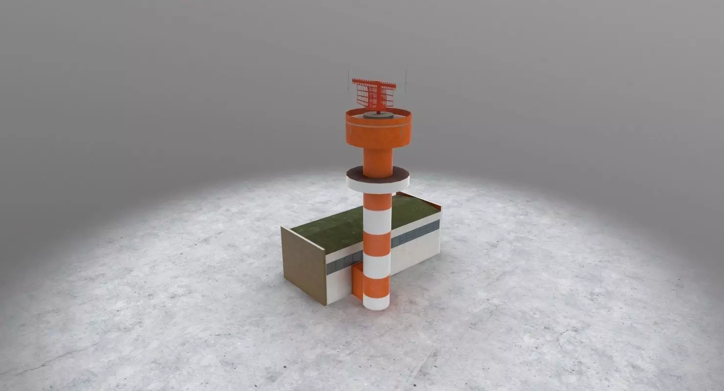 EDDH Radar Tower Low-poly 3D model_0