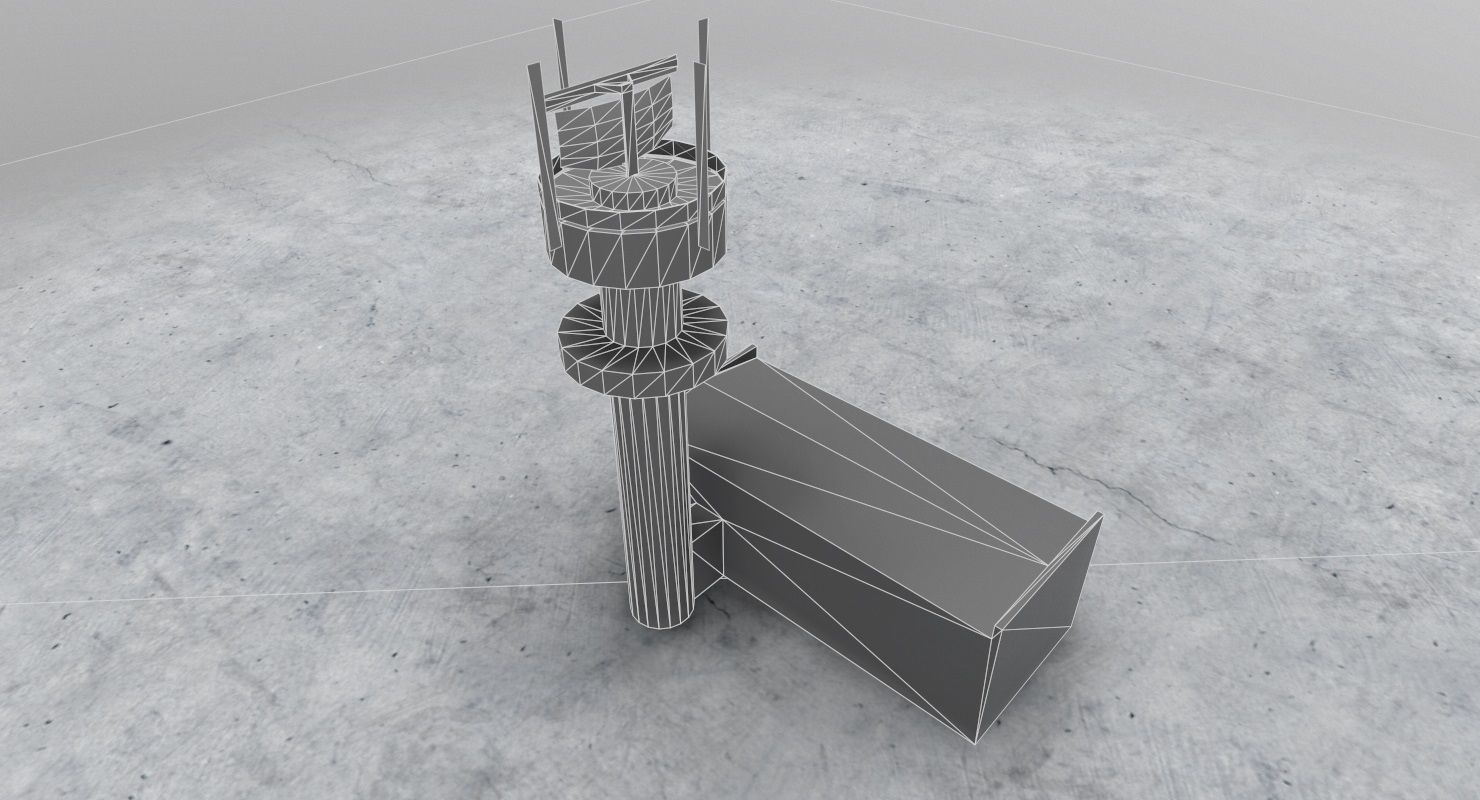 EDDH Radar Tower Low-poly 3D model_9