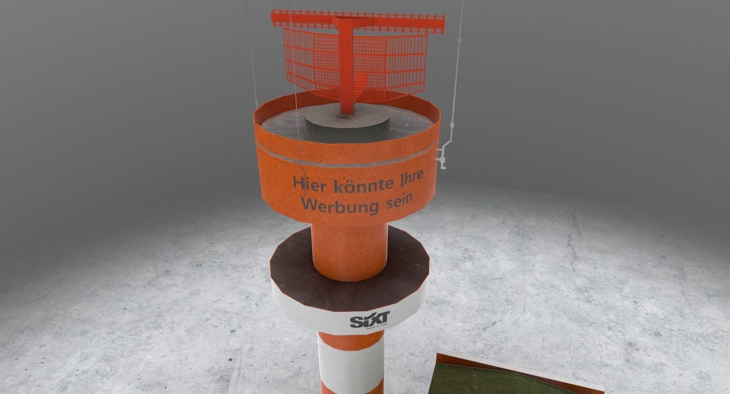 EDDH Radar Tower Low-poly 3D model_2