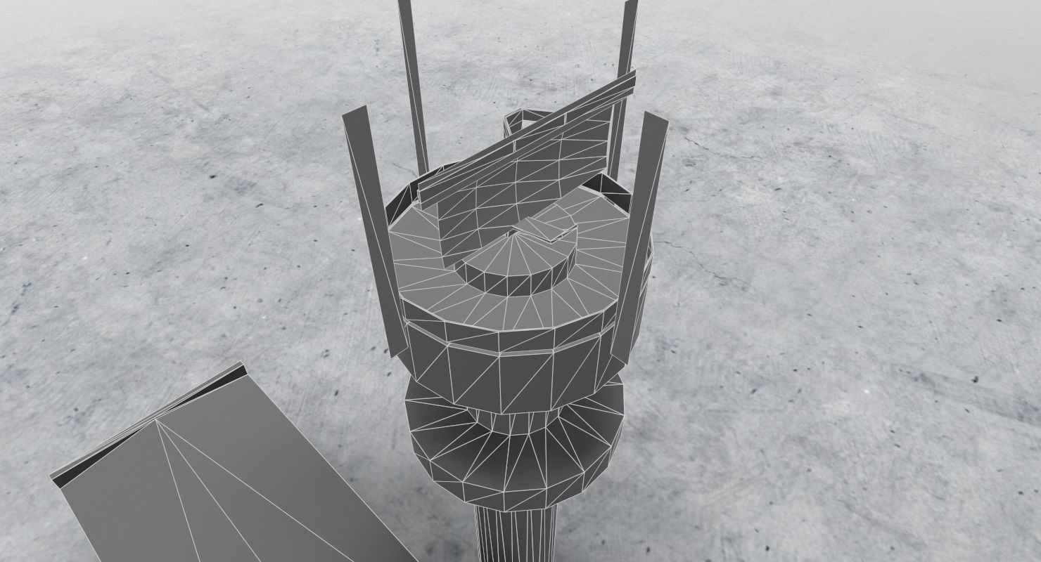 EDDH Radar Tower Low-poly 3D model_10