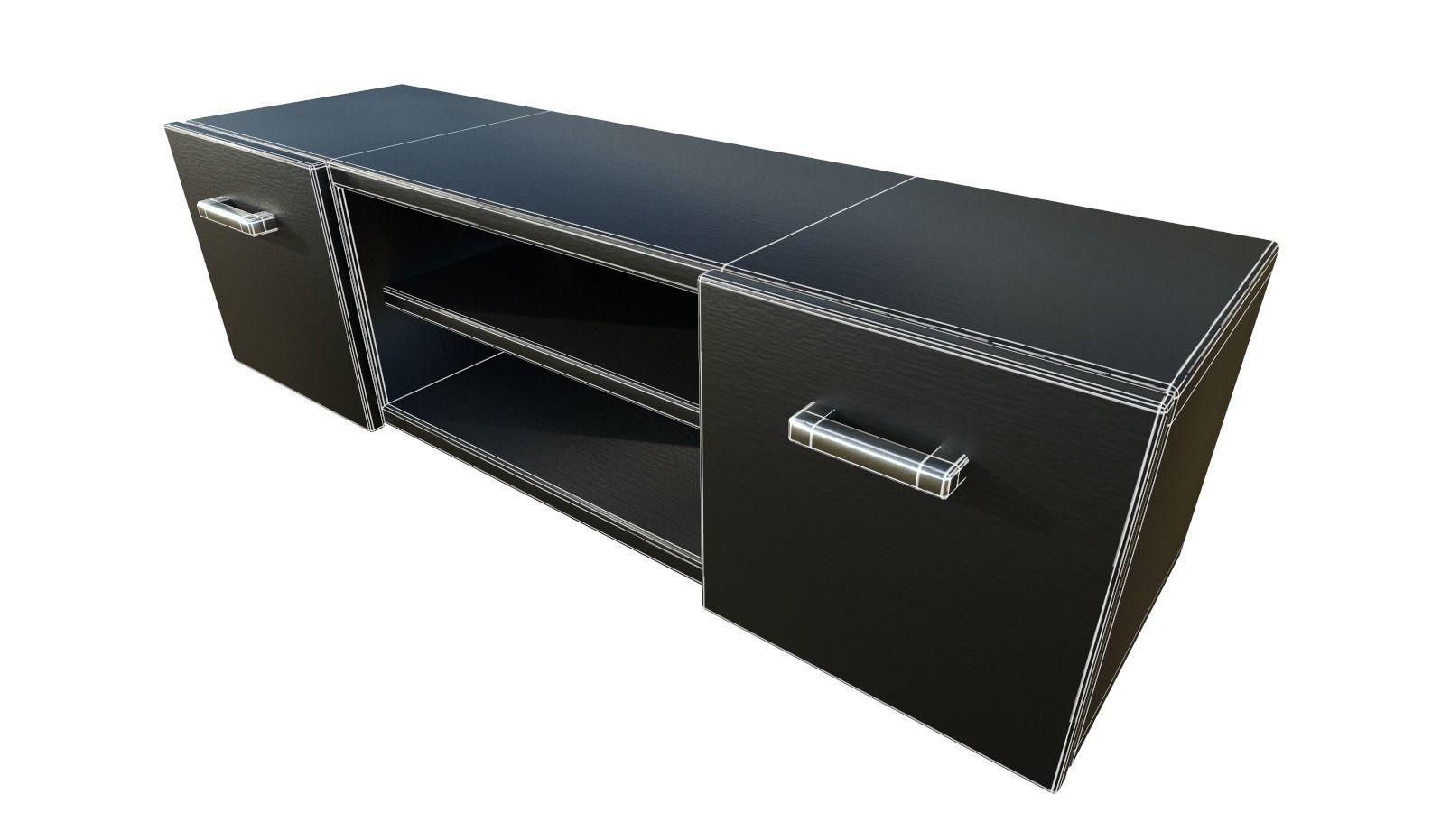 Modern TV Stand Low-poly 3D model_6