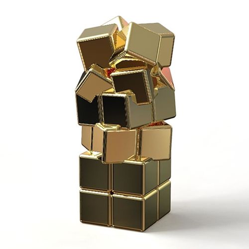 Crazy cubes golden steel pendant mini edition  3D print model