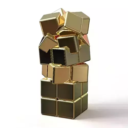 Crazy cubes golden steel pendant mini edition 