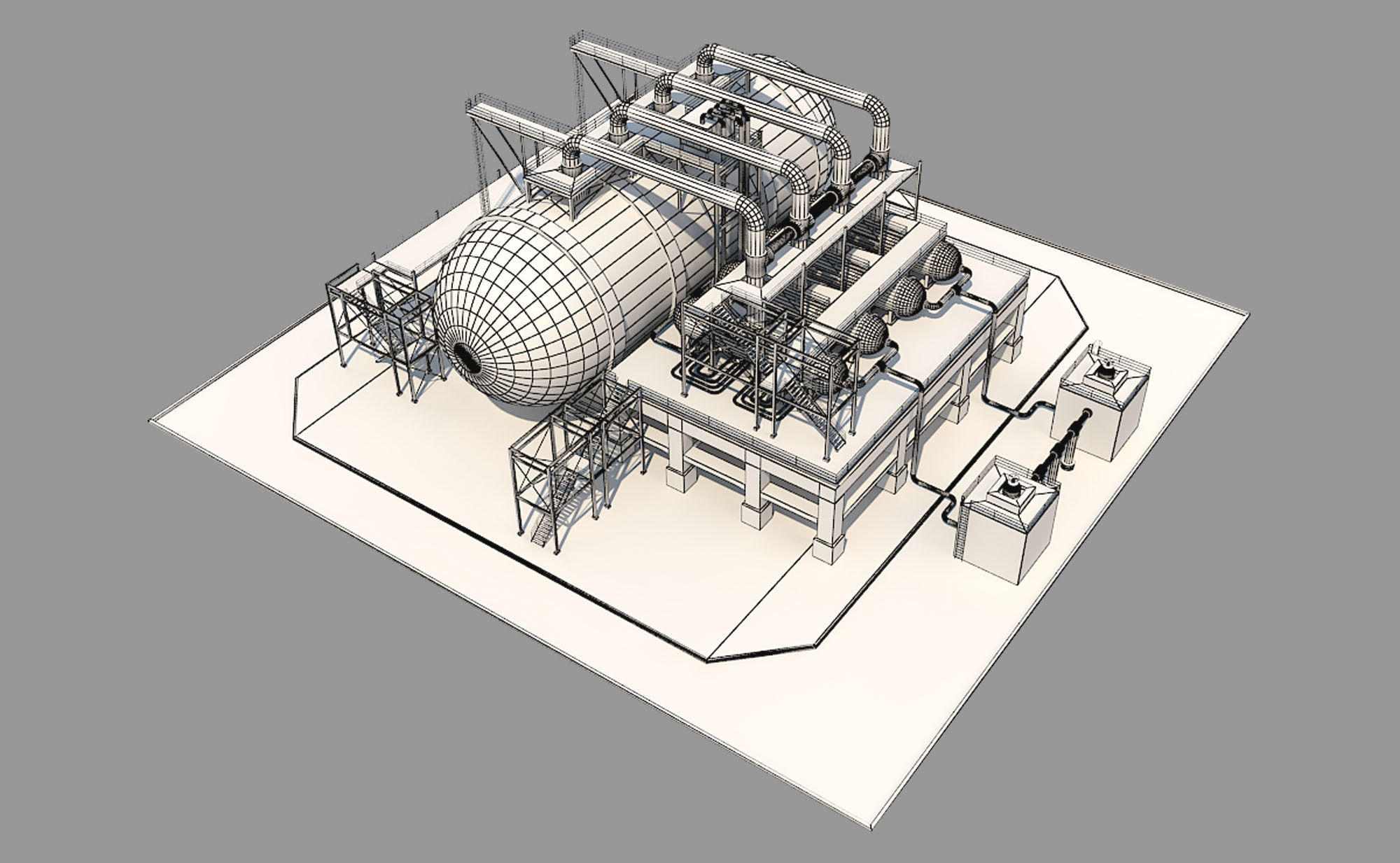 Industrial Silo 02 Low-poly 3D model_9