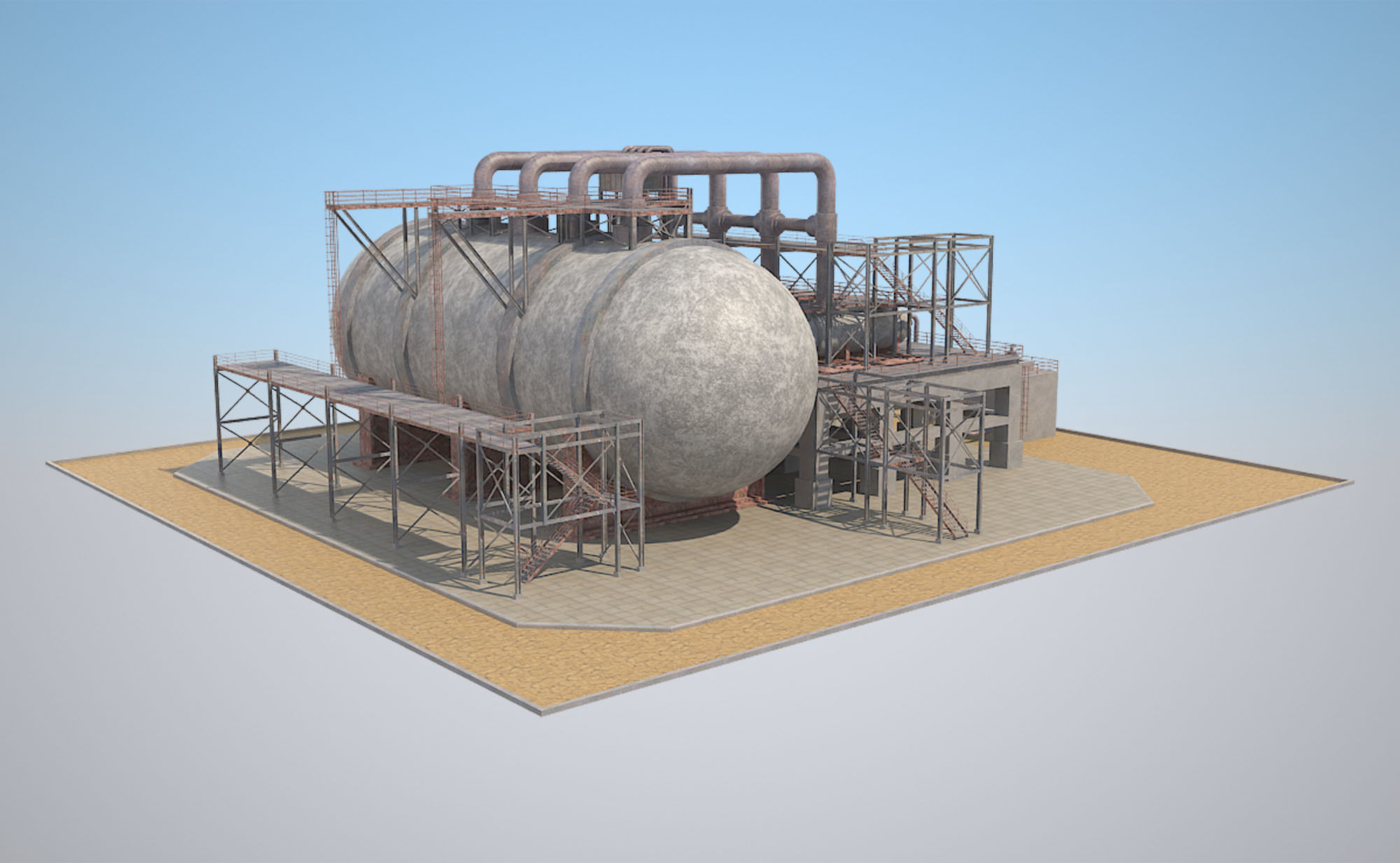 Industrial Silo 02 Low-poly 3D model_1