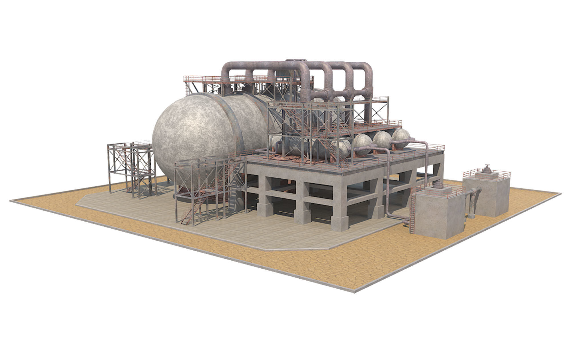 Industrial Silo 02 Low-poly 3D model_2