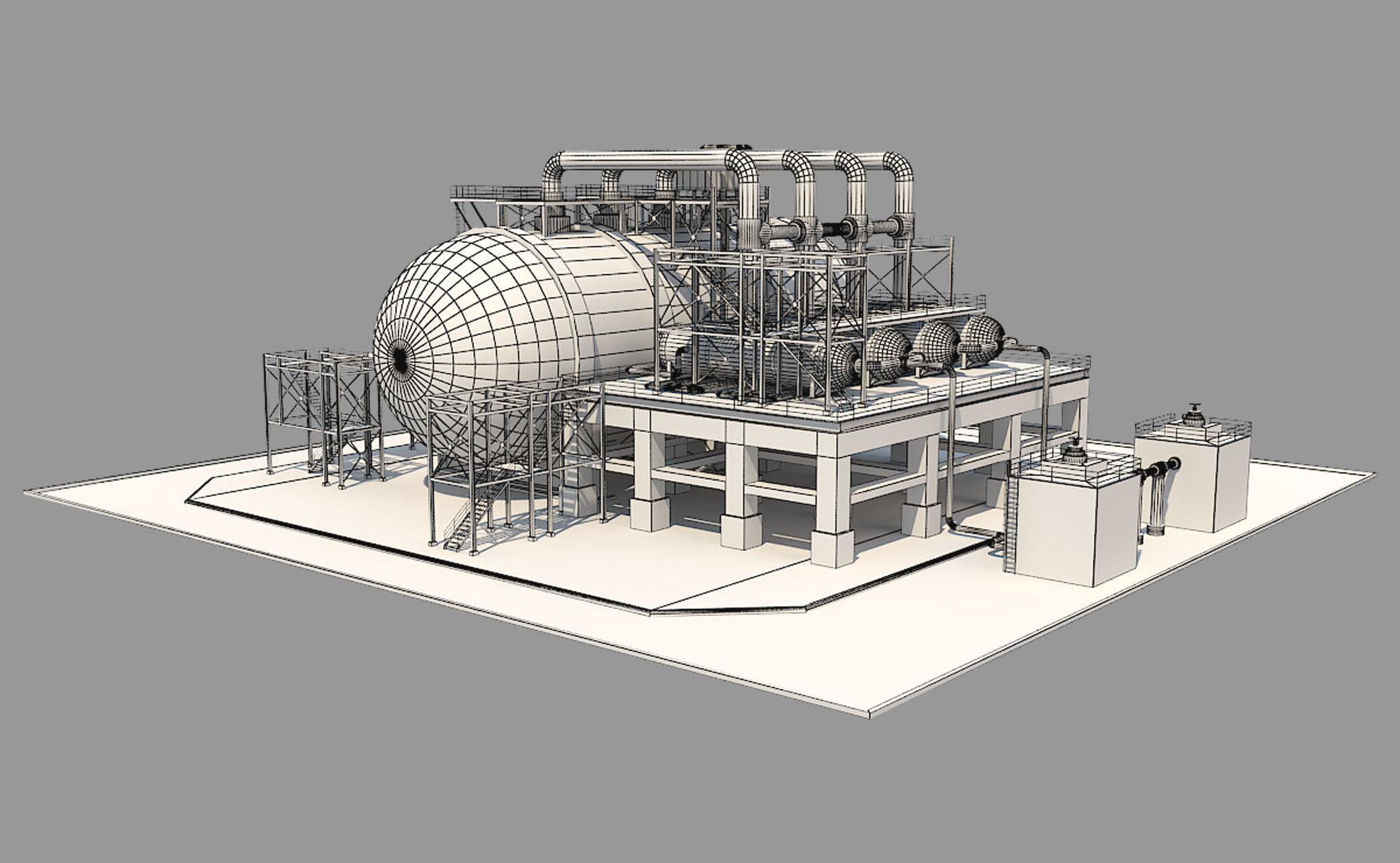 Industrial Silo 02 Low-poly 3D model_7