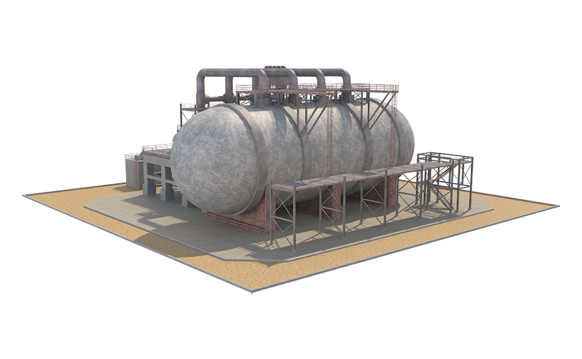 Industrial Silo 02 Low-poly 3D model_4