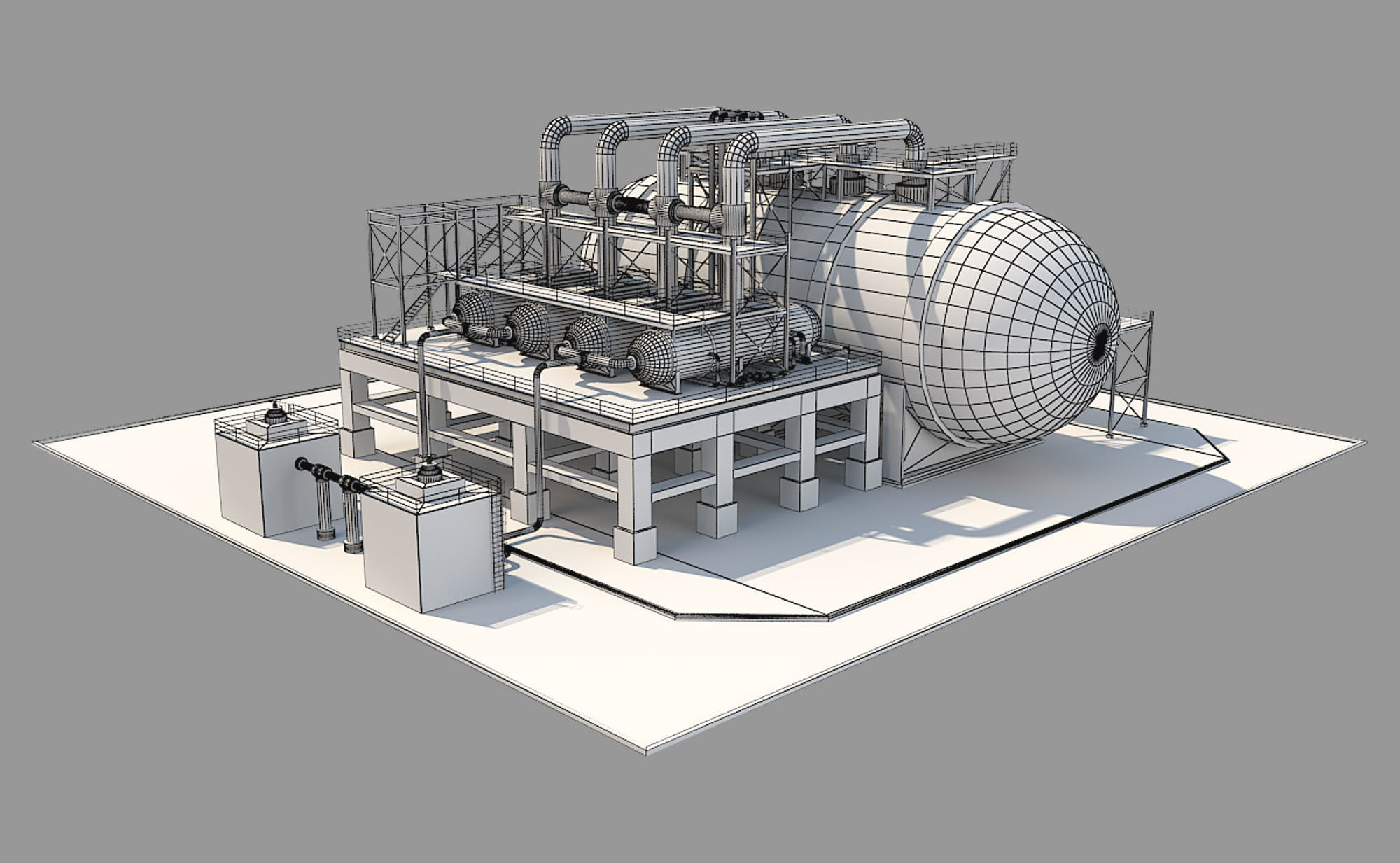 Industrial Silo 02 Low-poly 3D model_10